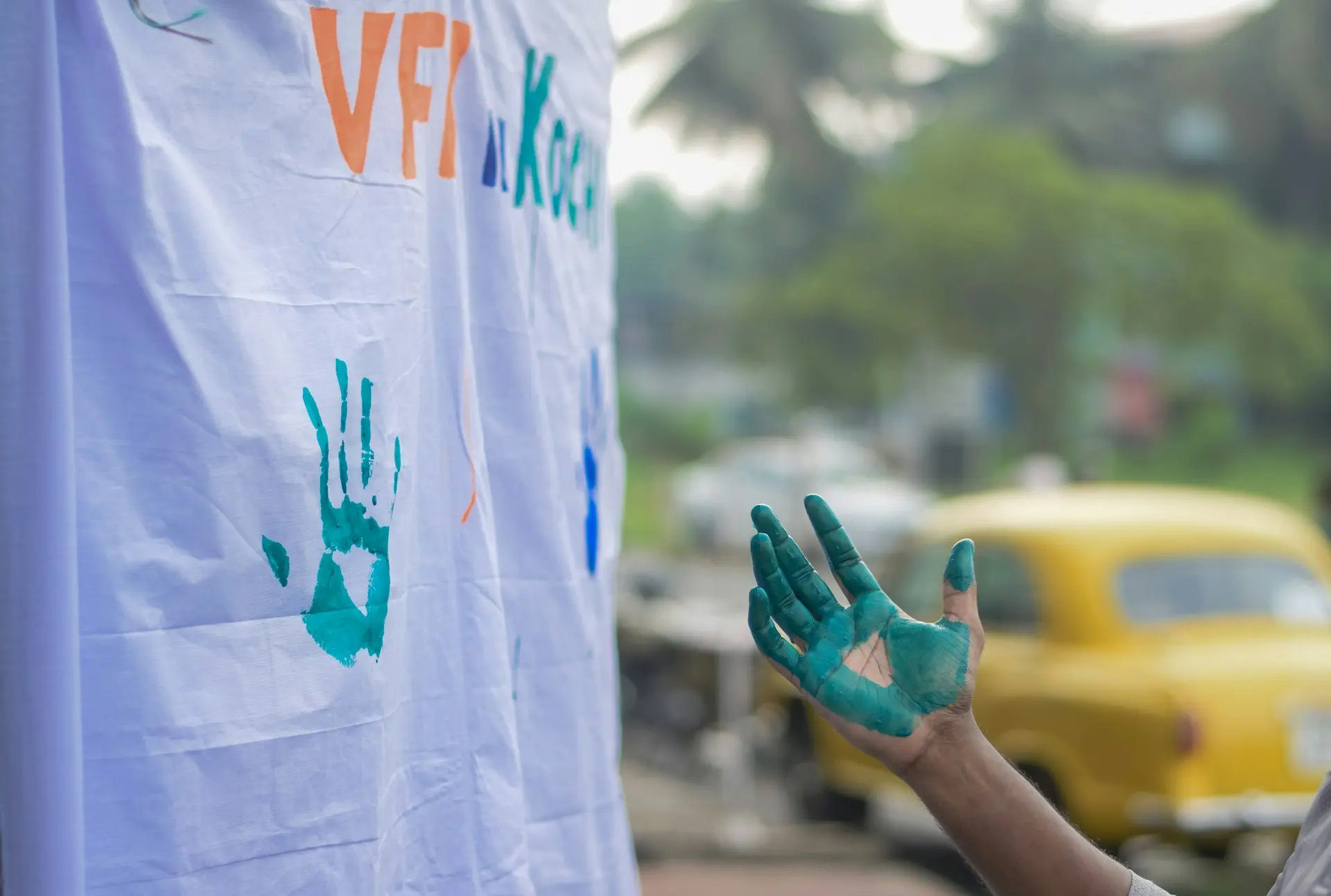 a person holding a flag